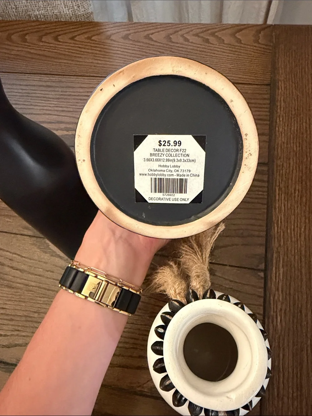 Hobby Lobby Black and White Ceramic Vase Trio